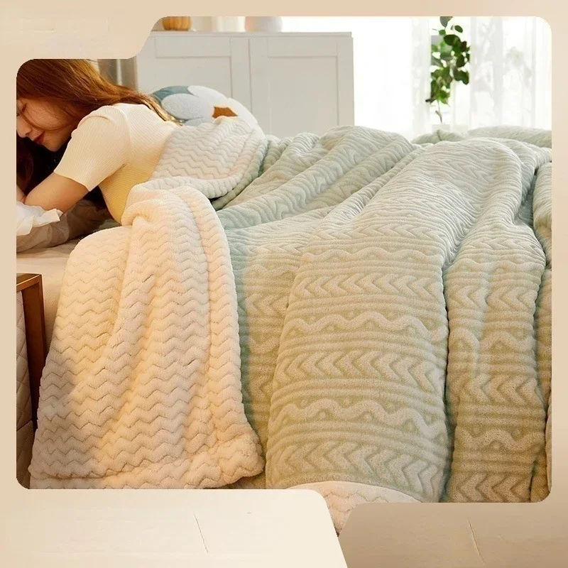 

3D snowflake plush blanket all-season universal double layer thickened blanket multi-functional leisure blanket towel