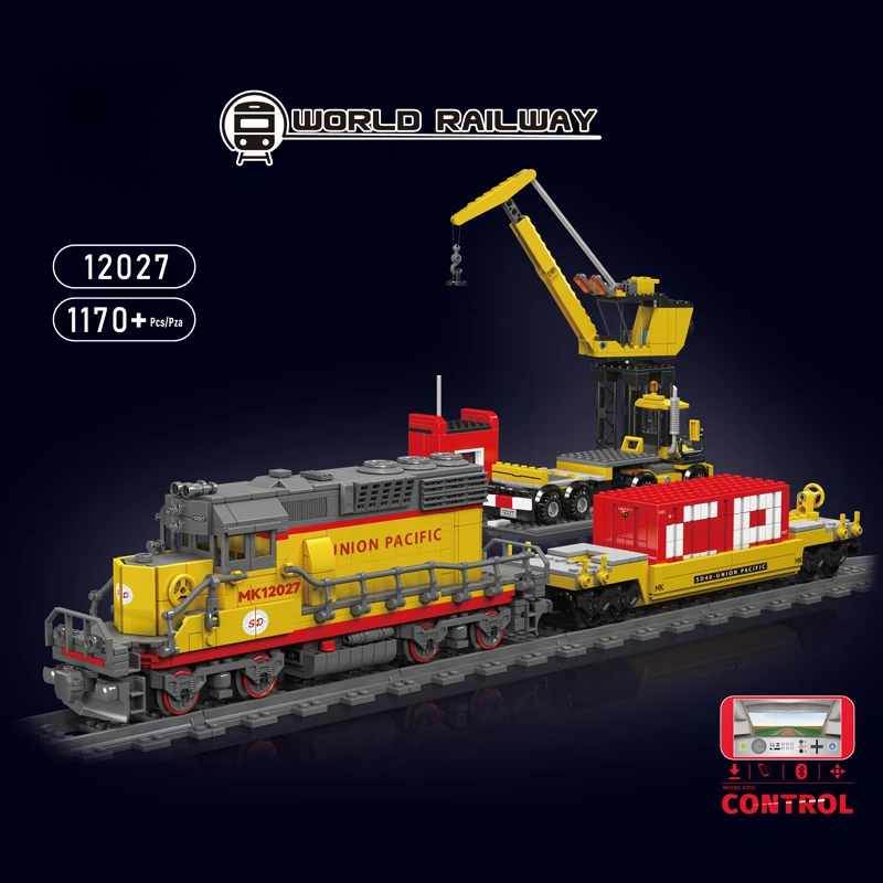 

Rail Trains MOC EMD SD40-2 Diesel Locomotive Remote Control Train Railway Model 12027PCS Building Blocks Brick Puzzle Toys Gift