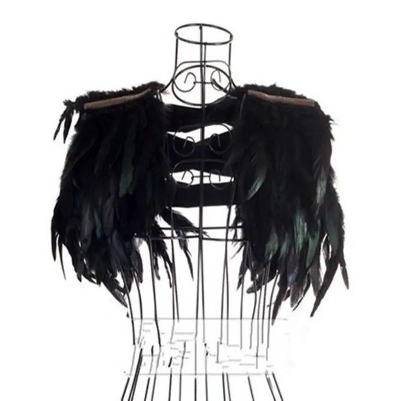 New Black Natural Feather Shrug Shawl Shoulder Wraps Cape Gothic Collar Cosplay Costume Party Body Cage Feather Fake Collar
New Black Natural Feather Shrug Shawl Shoulder Wraps Cape Gothic Collar Cosplay Costume Party Body Cage Feather Fake Collar