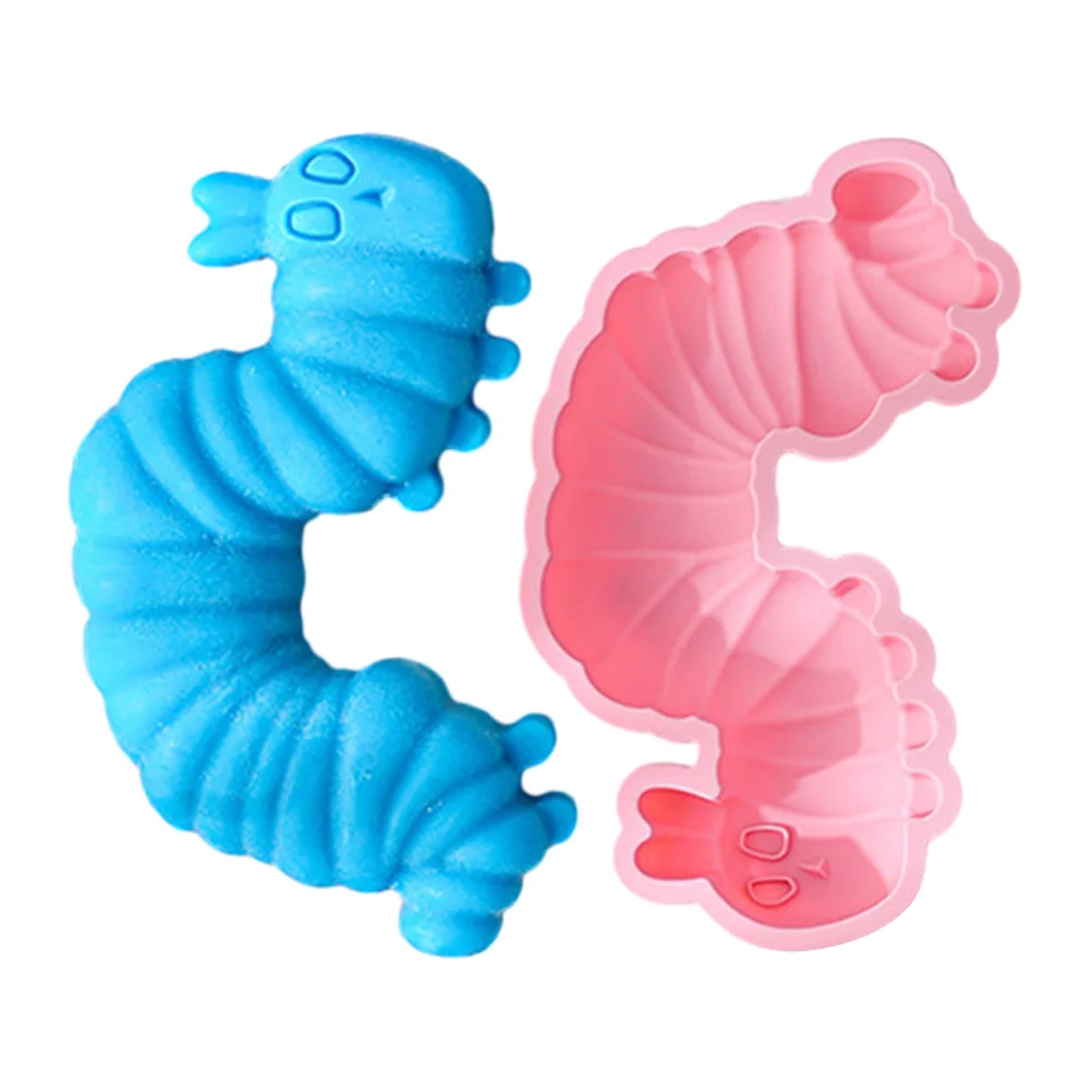 

2 Pcs Cake Caterpillar Mold Silicone Molds for Candles Baking Silica Gel Cute Non-stick Candy