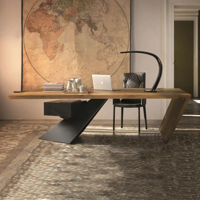 

Industrial Style Minimalist Modern Art Boss Table Creative Study Office Furniture Computer L Shaped Desk Corner Home Office