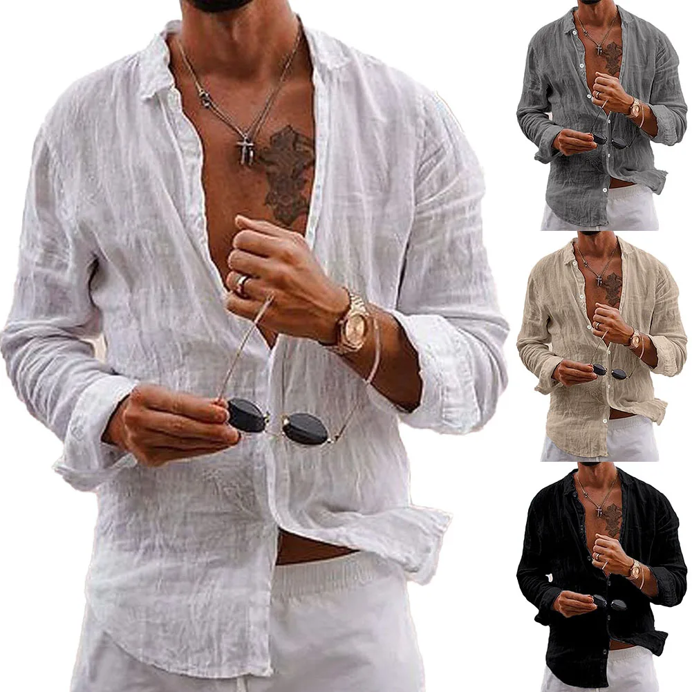 Solid Men's Casual Cotton Blend Shirts And Blouse Long Sleeve Loose Single Breasted Button Lapel Shirt Tops Men Clothing
Solid Men's Casual Cotton Blend Shirts And Blouse Long Sleeve Loose Single Breasted Button Lapel Shirt Tops Men Clothing