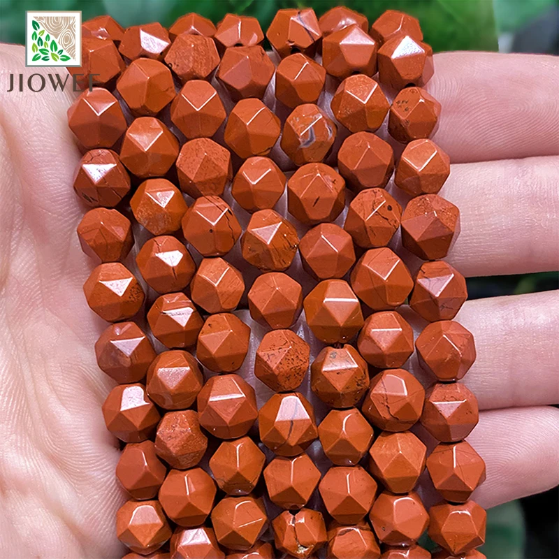 

Natural Stone Faceted Orange Jaspers Loose Spacer Beads Handmade DIY for Making Jewelry Charms Bracelets Necklace 14" Strand 8mm