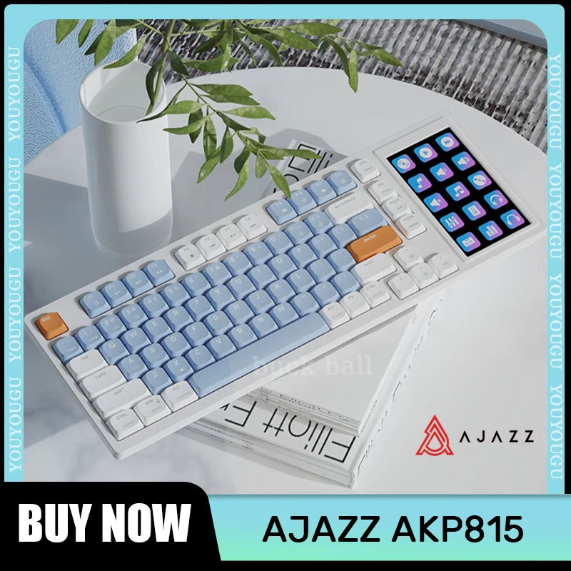 

Ajazz Akp815 Mechanical Keyboard With Lcd Screen Low Profile Switch 81keys Wired Keyboard Rgb Backlit DIY Office Keyboards Gift