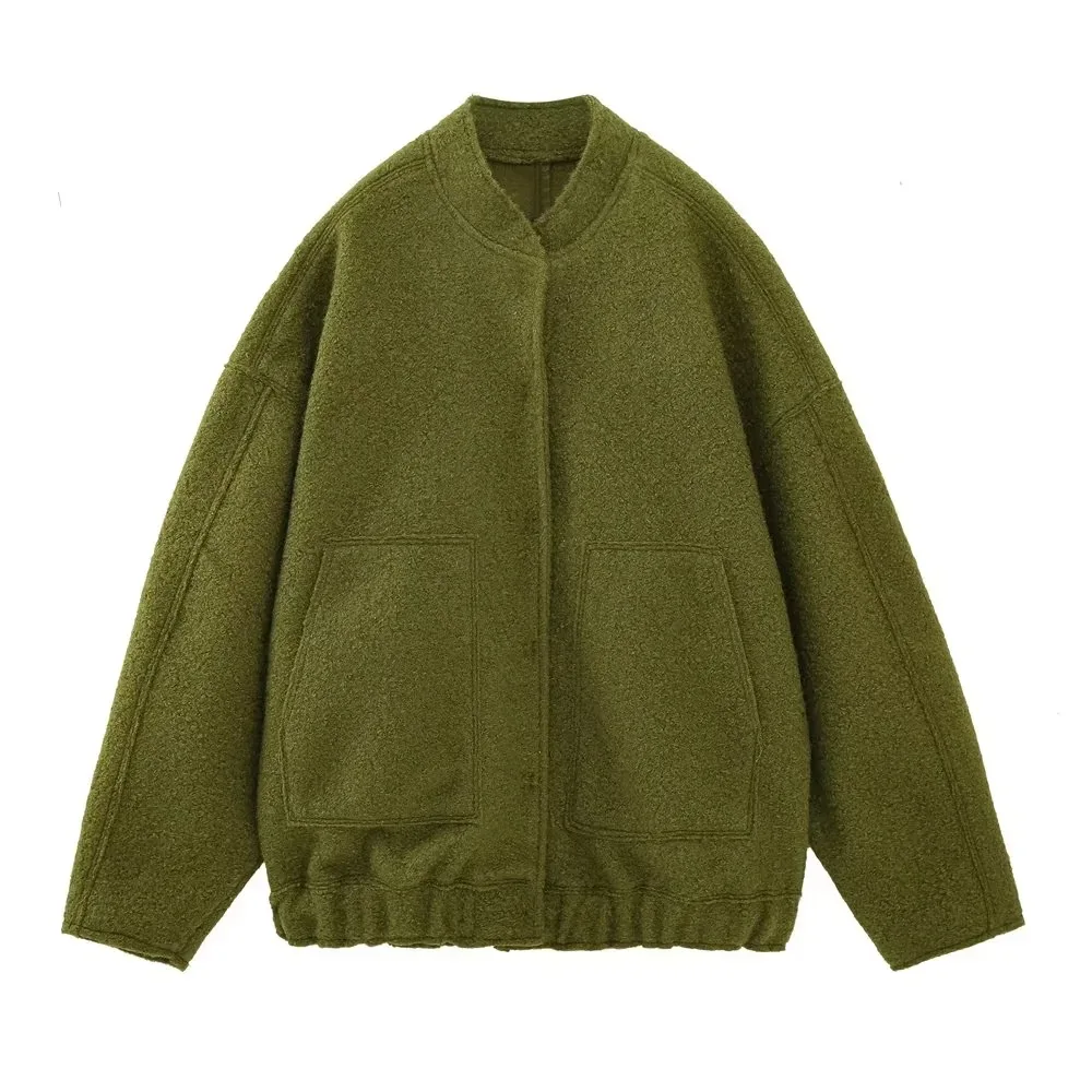 ZAR Women's Spring New Pocket Decorative Hidden Button Loose Versatile Bomber Jacket Round Neck Long Sleeve Casual Top 
ZAR Women's Spring New Pocket Decorative Hidden Button Loose Versatile Bomber Jacket Round Neck Long Sleeve Casual Top