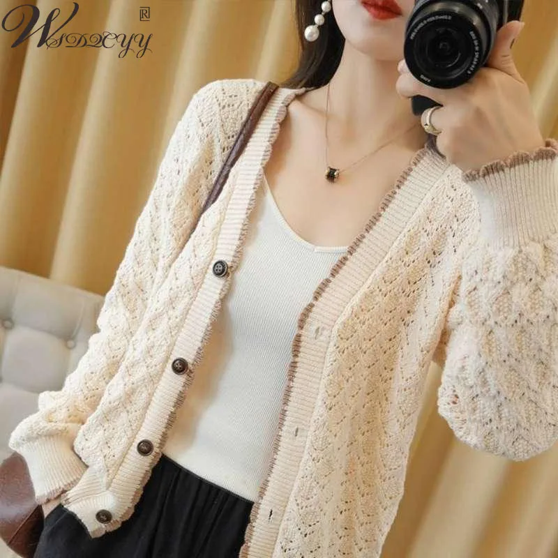 Korean Lace Knitted Cardigans Women Autumn Winter Basic Long Sleeve Knitwear Top Korean Fashion V-Neck Sweater Coat Loose Top
Korean Lace Knitted Cardigans Women Autumn Winter Basic Long Sleeve Knitwear Top Korean Fashion V-Neck Sweater Coat Loose Top