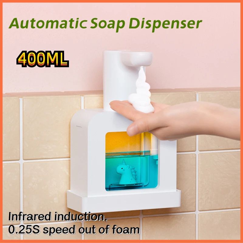 

Non Contact Liquid Soap Dispenser 400ml 20s Time Light Hand Washing Reminder Cute Pet Child Hand Soap Automatic Dispenser