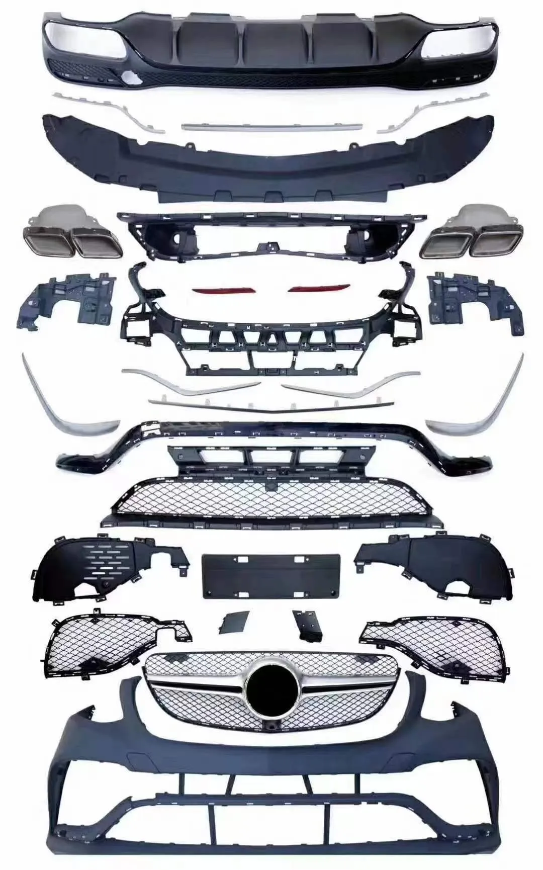 

Car Front Bumper surround Body kit for Mercedes Benz GLE350 450 15-22 Upgrade AMG Radiator grille rear lip Tail throat