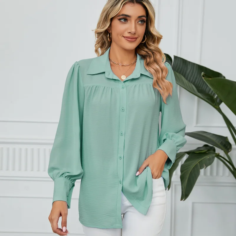 Spring Lantern Sleeve Women Chiffon Blouse Loose Turn-Down Collar Shirt Female Fashion Casual Elegant Blouses Blusas Mujer 24754
Spring Lantern Sleeve Women Chiffon Blouse Loose Turn-Down Collar Shirt Female Fashion Casual Elegant Blouses Blusas Mujer 24754