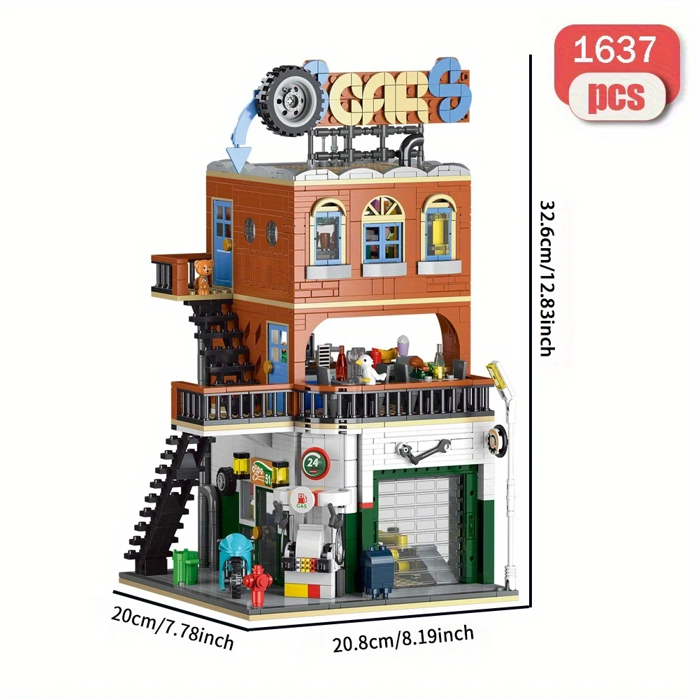 CreativeExpert IDEAS Cities repair Shop City Model MOC Street View 2in1 Building Blocks with light Toys steam 1637pcs CreativeExpert IDEAS Cities repair Shop City Model MOC Street View 2in1 Building Blocks with light Toys steam 1637pcs