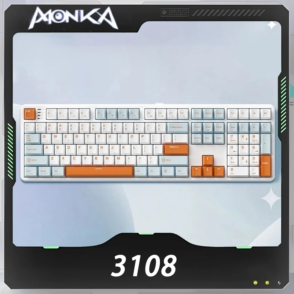 

Monka 3108 Mechanical Keyboard RGB Backlit Hot Swap Gaming Keyboard Gasket Low Delay 108 Keys Pc Gamer Accessories Mac Office