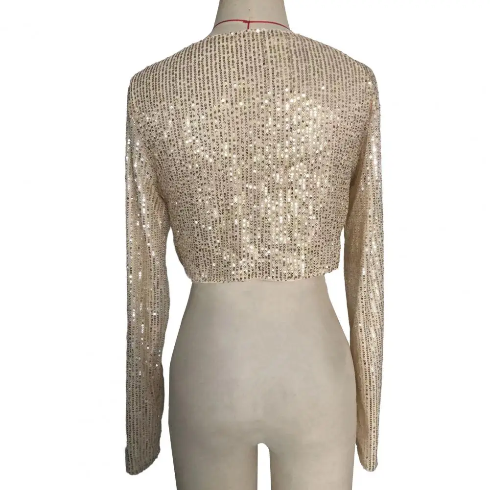 Women Sequin Top Sequin O Neck Long Sleeves Crop Top for Women Shiny Waist-exposed Soft Pullover for Stage Show Performance Club
Women Sequin Top Sequin O Neck Long Sleeves Crop Top for Women Shiny Waist-exposed Soft Pullover for Stage Show Performance Club