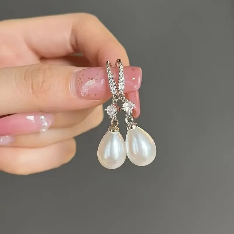 Fashion Water Drop Pearl Zircon Dangle Earrings for Women Bridesmaid Wedding Jewelry 6 Mallzona Sadf639ecac534f56be9470b5c54d2e95E Fashion Water Drop Pearl Zircon Dangle Earrings for Women Bridesmaid Wedding Jewelry Mallzona