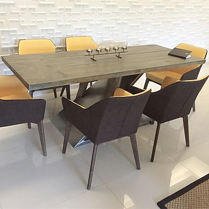 

Nordic solid wood desk modern minimalist desk loft designer creative dining table coffee table wrought iron conference table