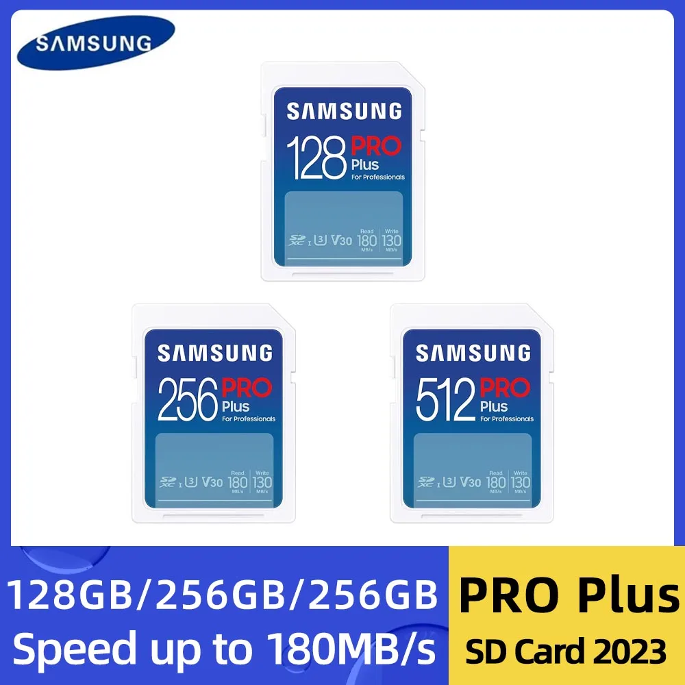 

Samsung Pro Plus SD Card 128GB 256GB 512GB Class10 U3 V30 High Speed 180MB Digital UHS-I SDXC Memory Camera Card