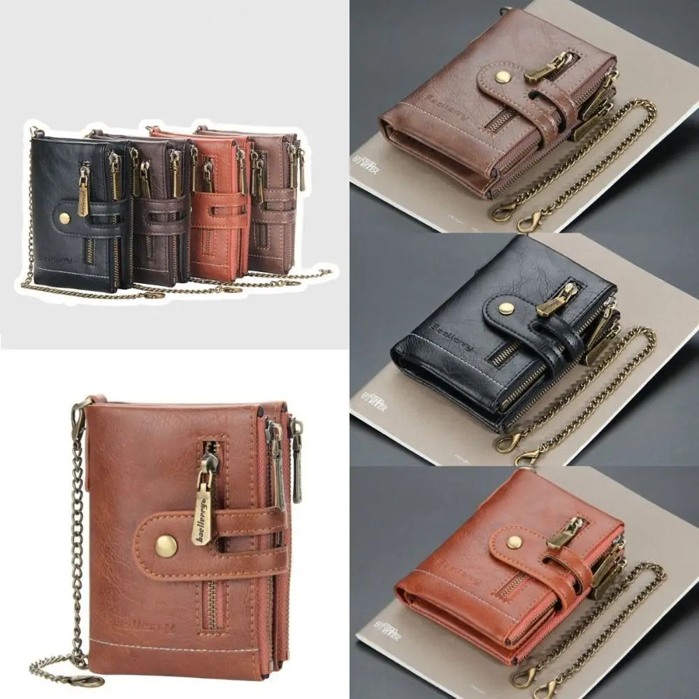 

Solid Color 3 Fold Wallets Urban Recreational Style Leather Anti-theft Cash Bag Card Bag ID Badge Holder Male Leather Purse