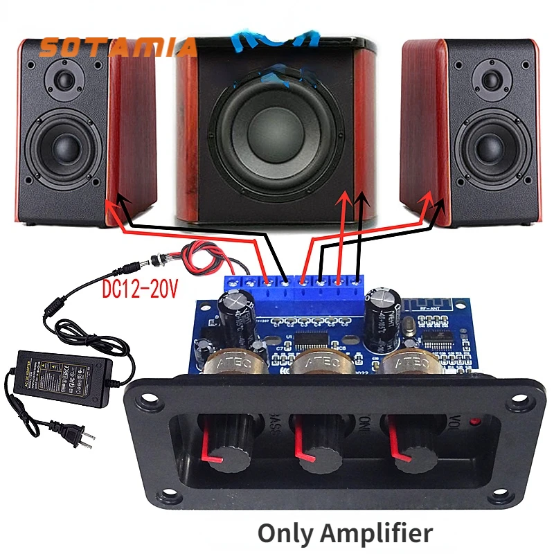 

SOTAMIA Bluetooth 5.0 Subwoofer Amplifier Audio Board 2x25W+50W 2.1 Power Amplifier Speaker Sound Amplificador With Panel
