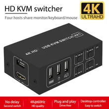 4K USB KVM Switch Box 4 Ports 4K HDMI-Compatible USB KVM Switch Support PC Printer Wireless Keyboard Mouse USB and PS2
4K USB KVM Switch Box 4 Ports 4K HDMI-Compatible USB KVM Switch Support PC Printer Wireless Keyboard Mouse USB and PS2
