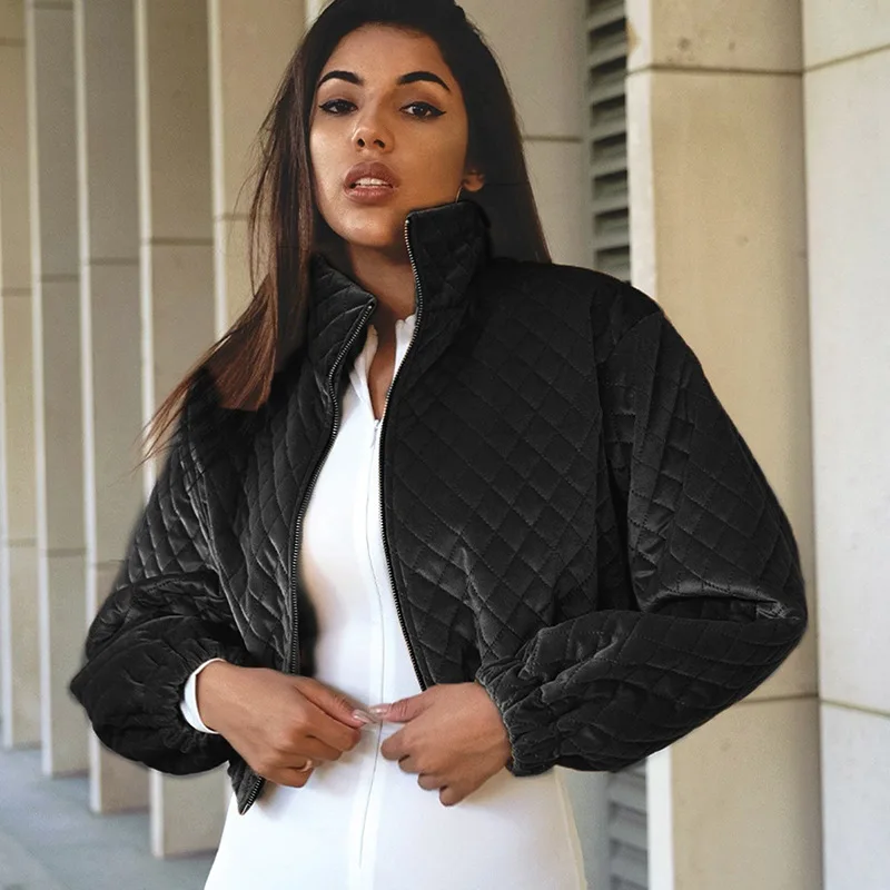 Autumn/winter Style Diamond Lattice Stand Collar Zipper Short Jacket Temperament Warmth Thick Quilted Jacket Women Streetwear
Autumn/winter Style Diamond Lattice Stand Collar Zipper Short Jacket Temperament Warmth Thick Quilted Jacket Women Streetwear