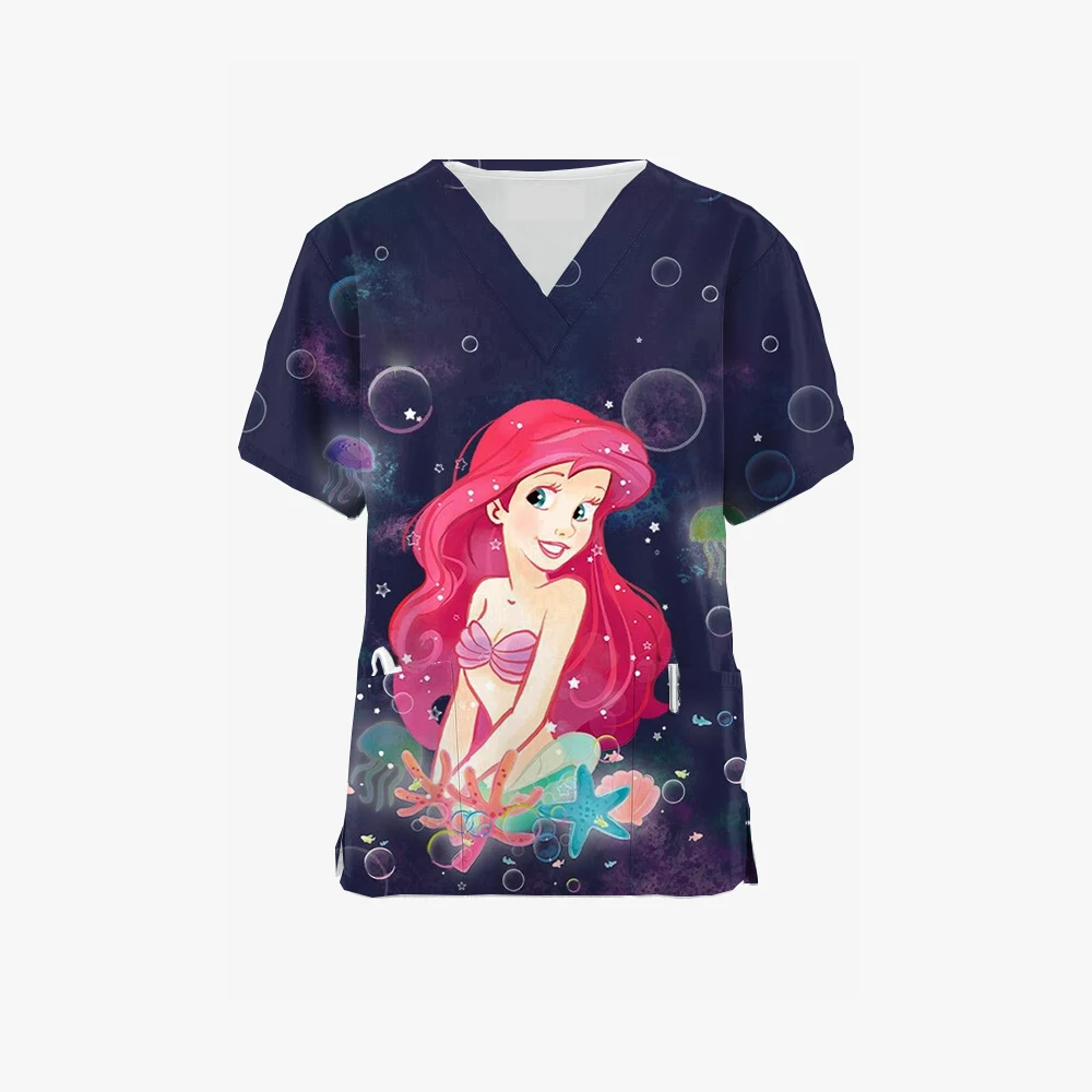 Summer laboratory overalls scrub suit female Disney Princess series printed V-neck short-sleeved nurse uniform T-shirt top
Summer laboratory overalls scrub suit female Disney Princess series printed V-neck short-sleeved nurse uniform T-shirt top