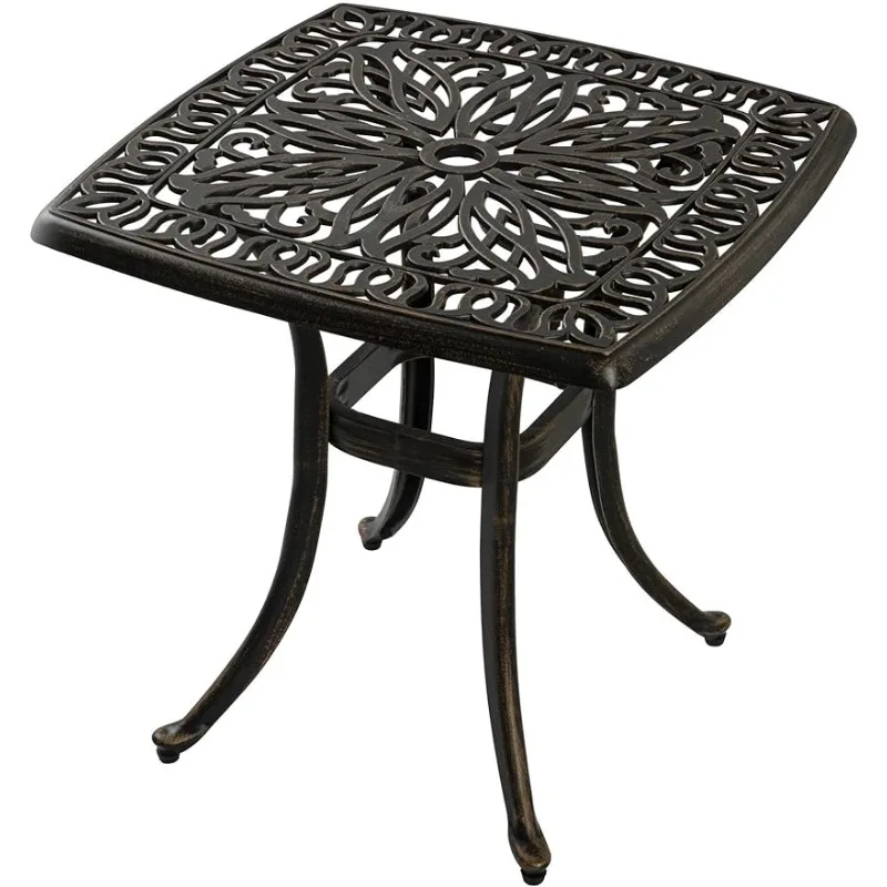 

ZOTORUN Outdoor Cast Aluminum Side Table End Table for Patio, Backyard, Pool, Indoor Companion, Easy Maintenance and Weather