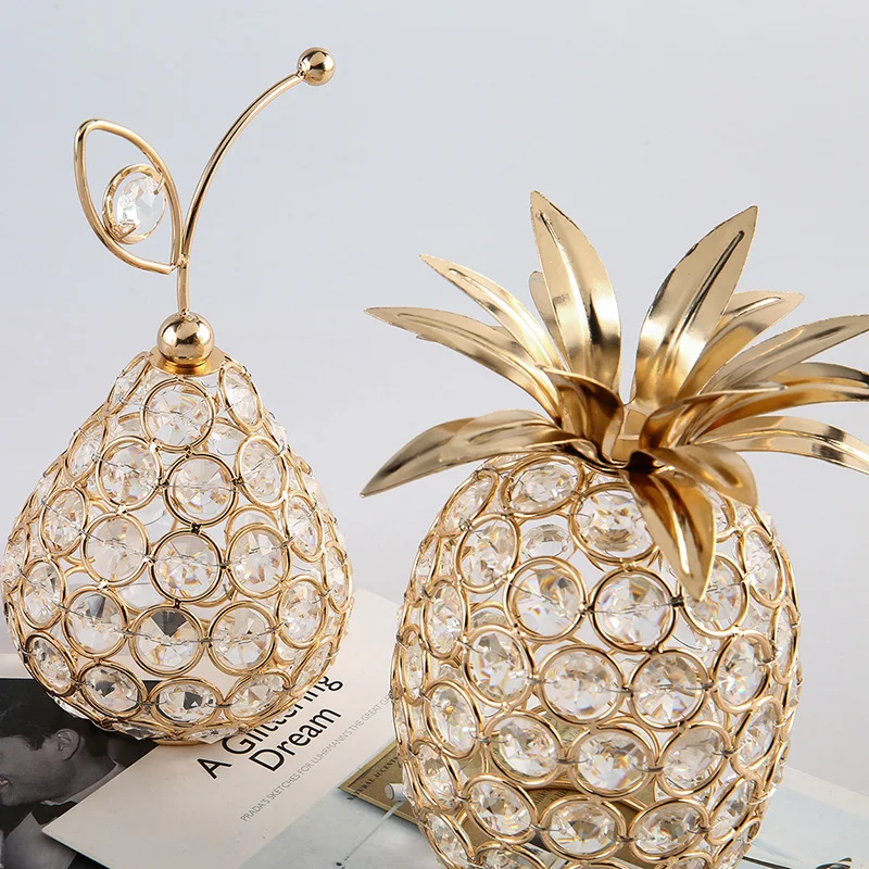 

Creative Crystal Crafts Apple Pear Pineapple Shape Bedroom Living Room Home Decoration Ornaments Gift Housewarming Send Present