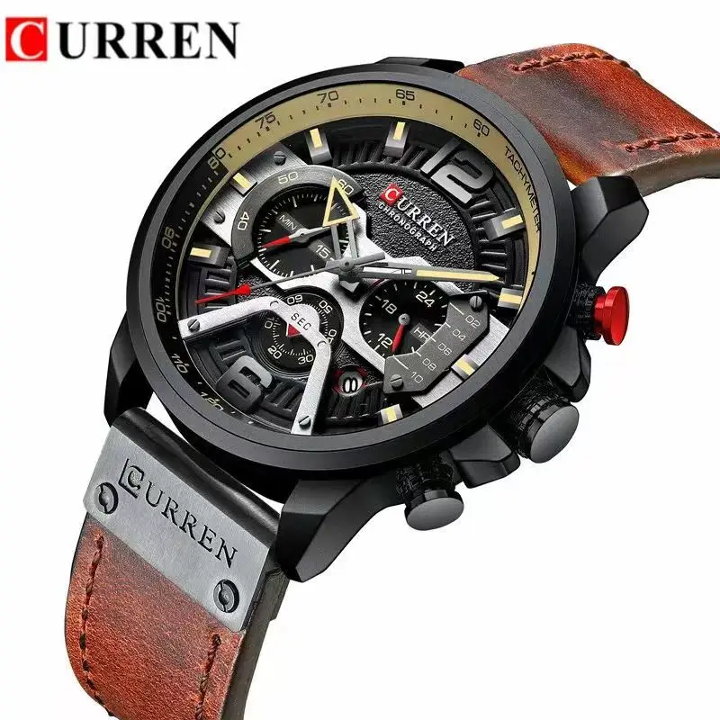 

CURREN Luxury Brand Men Analog Leather Sports Watches Male Date Quartz Clock Men's Army Military Watch Relogio Masculino Black