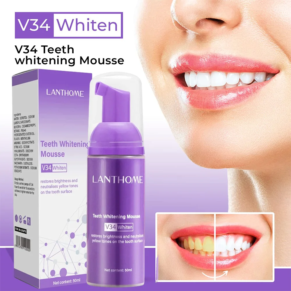 

3or50ml Toothpaste Mousse V34 Teeth Cleaning Whitening Toothpaste Yellow Teeth Removing Tooth Stains Oral Cleaning Hygiene 2023