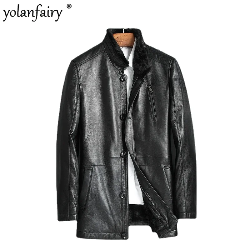 Genuine Leather Jacket Men Winter Real Sheepskin Coat Mink Fur Liner Mens Leather Jacket Warm Down Coat Jaqueta Couro 701 YY446
Genuine Leather Jacket Men Winter Real Sheepskin Coat Mink Fur Liner Mens Leather Jacket Warm Down Coat Jaqueta Couro 701 YY446