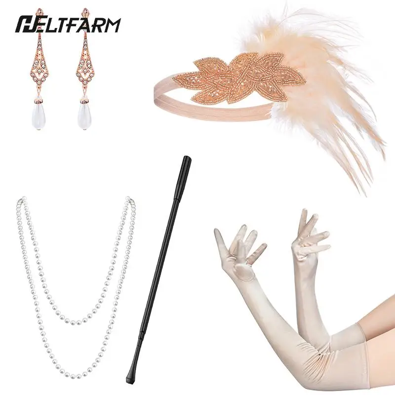 

Cosplay Flapper Halloween Charleston Costume 1920s Gatsby Accessories Black Headpiece Great Gatsby Feather Headband