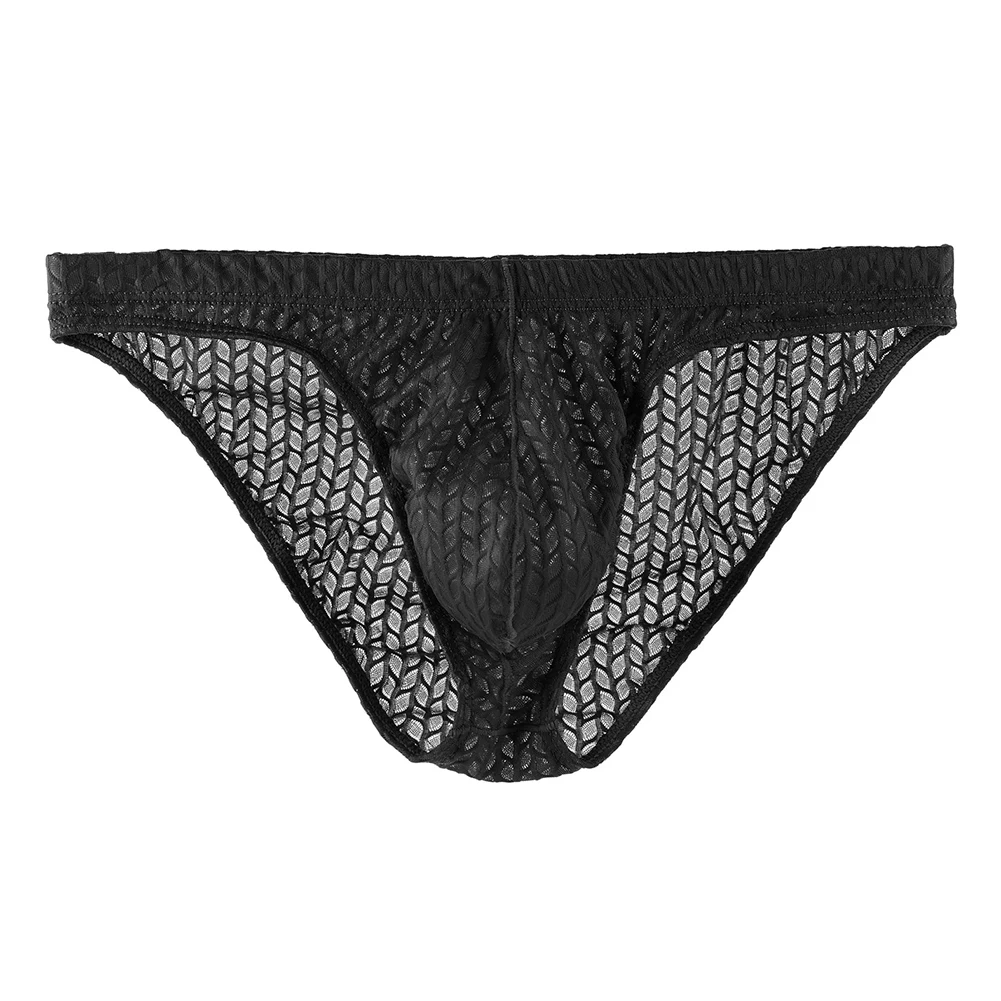 

Sexy Men Lace Briefs Big Pouch U Convex Panties Mesh Low Waist Underwear Elasticity Shorts Trunks Hight Cut Bikini Underpants