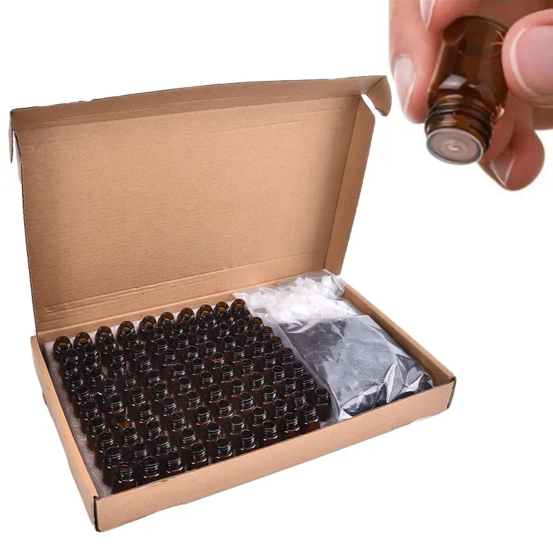 100 шт. флакон с эфирным маслом из янтарного стекла с отверстием, 1-3 мл, образец, бутылка Dram, тонкое стекло, маленькая стеклянная бутылка для испытаний образцов
100 шт. флакон с эфирным маслом из янтарного стекла с отверстием, 1-3 мл, образец, бутылка Dram, тонкое стекло, маленькая стеклянная бутылка для испытаний образцов