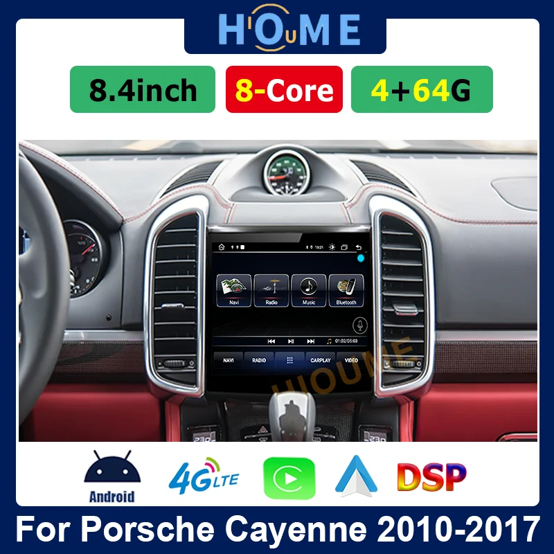 

Android 10 Carplay 8Core 4+64GB Car Radio 4G GPS Navigation for Porsche Cayenne 2010-2017 IPS HD Screen DSP Multimedia Player 4G
