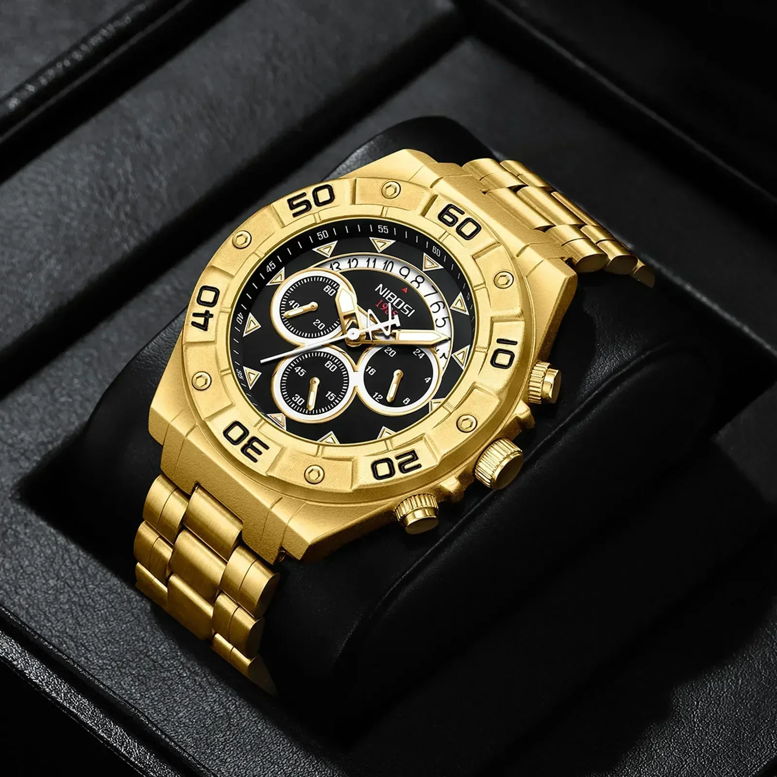

NIBOSI Gold Luxury Mens Quartz Watches Stainless Steel Strap Man Waterproof Watch Male Office Business Clock Relogio Masculino