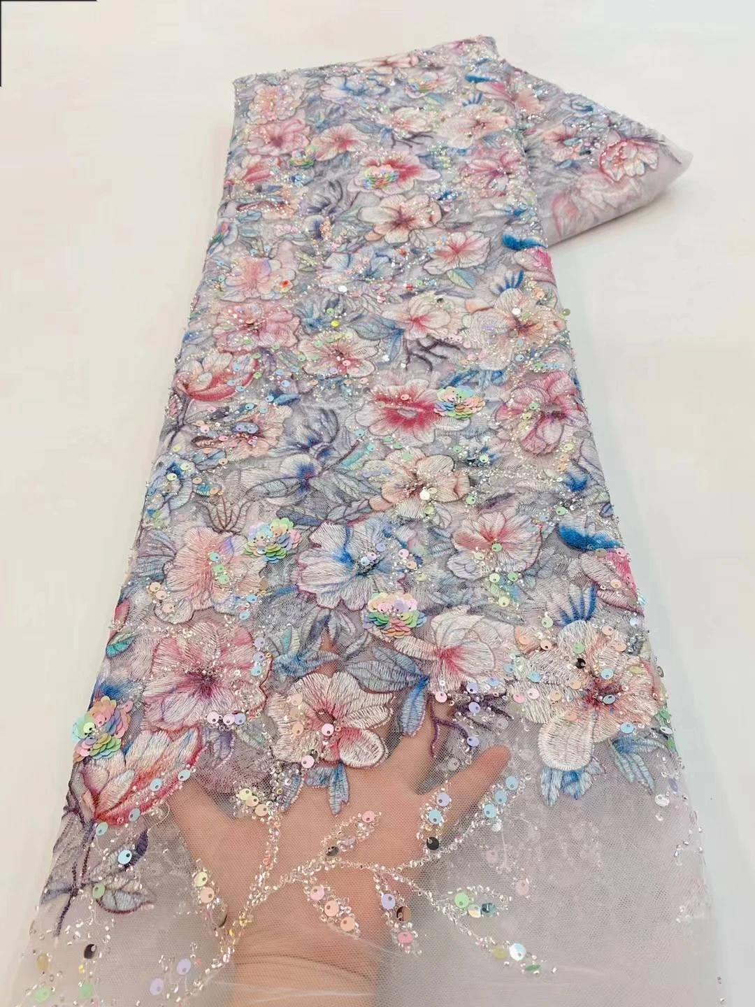 African Sequins colorful Lace Fabric 2023 High Quality 3D Flowers Lace Embroidery French Tulle Lace Fabric For Party Dress
African Sequins colorful Lace Fabric 2023 High Quality 3D Flowers Lace Embroidery French Tulle Lace Fabric For Party Dress