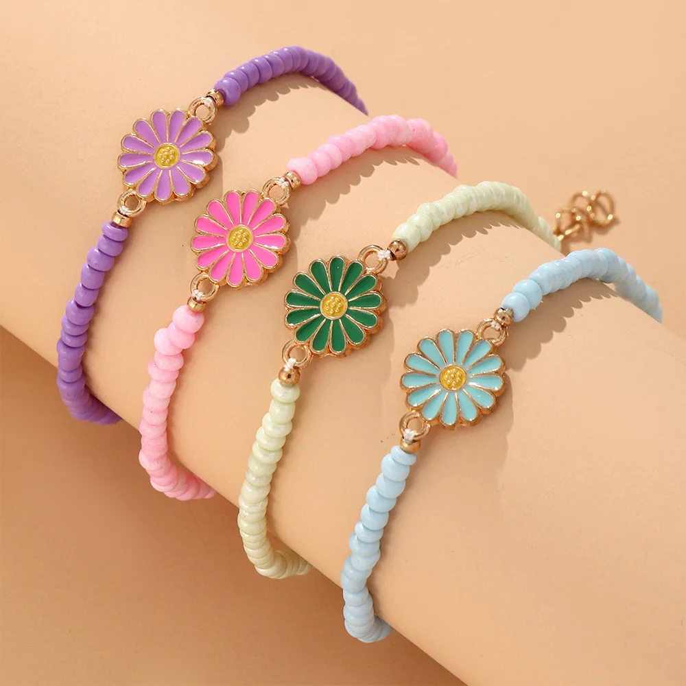 New Korean Flowers Daisy Bracelets Bohemian Colorful Crystal Beaded Bracelet Handmade for Women Pulseira Jewelry 4PCS/SET
New Korean Flowers Daisy Bracelets Bohemian Colorful Crystal Beaded Bracelet Handmade for Women Pulseira Jewelry 4PCS/SET