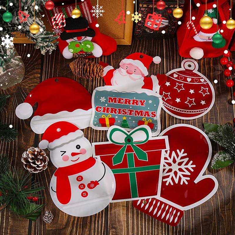 

5pcs Рождественские конфеты для печенья подарочные пакеты пластиковые-адгезивные бисквиты с закусками упаковочные сумки рождественские вечеринки Декор.