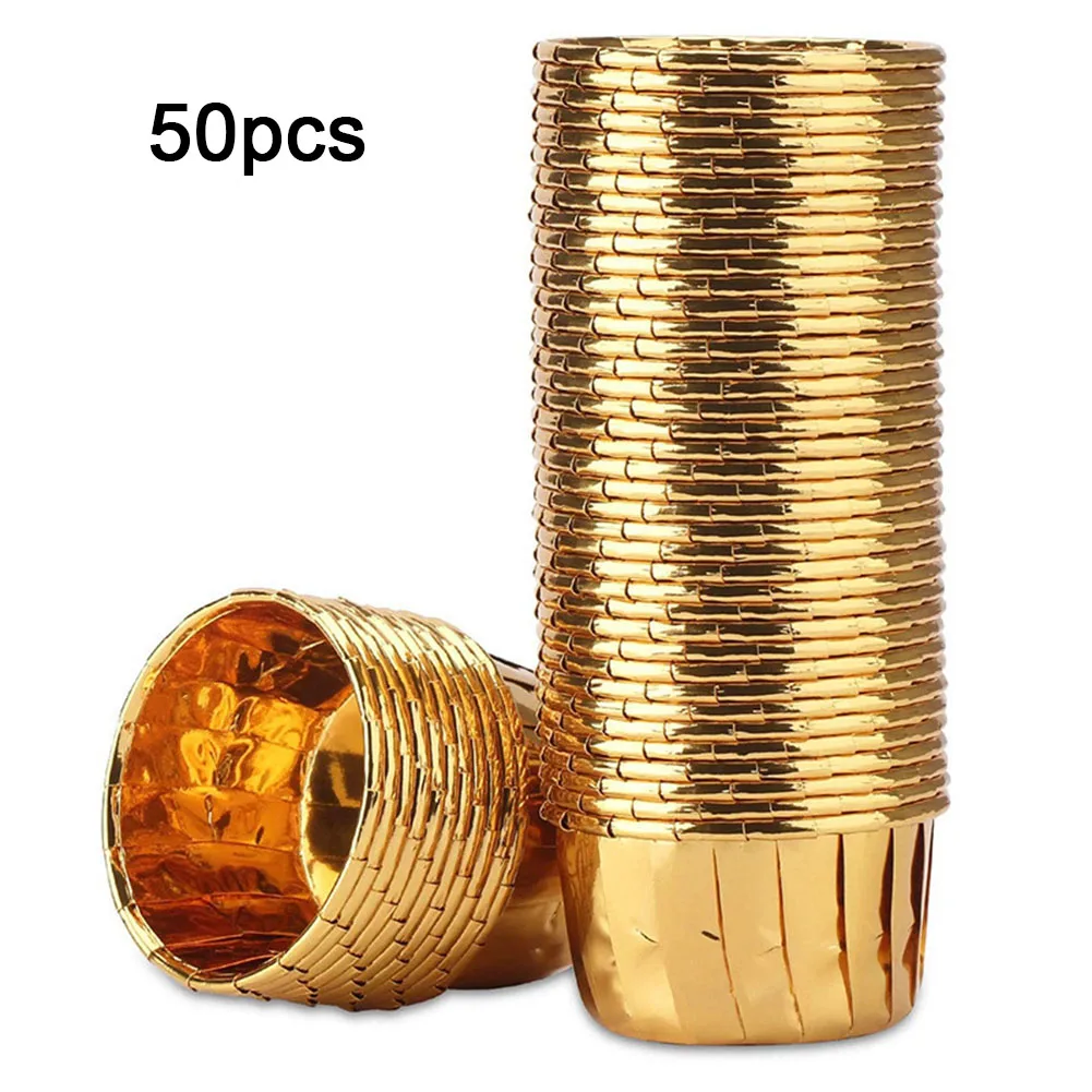 50Pcs Gold Foil Silver Muffin Cupcake Liner Cake Wrappers Baking Cup Tray Case Cake Paper Cups Pastry Tools Party Supplies
50Pcs Gold Foil Silver Muffin Cupcake Liner Cake Wrappers Baking Cup Tray Case Cake Paper Cups Pastry Tools Party Supplies