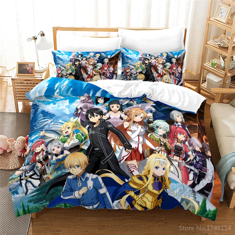 

Anime Sword Art Online 3D Print Bedding Set Comforter Cover with Pillowcase Duvet Cover Set Bedclothes Twin Full Queen King Size