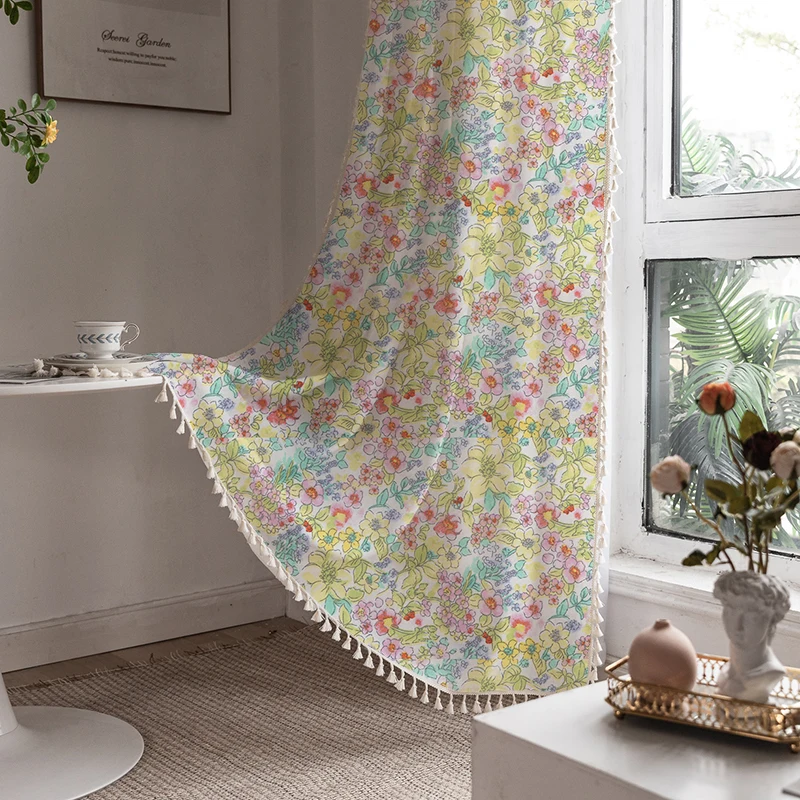 Korean Cotton Flower Curtains Road Pocket Shade Curtain Floral Tassel For Kitchen Bedroom Living Room Bay Window Cabinet Curtain
Korean Cotton Flower Curtains Road Pocket Shade Curtain Floral Tassel For Kitchen Bedroom Living Room Bay Window Cabinet Curtain