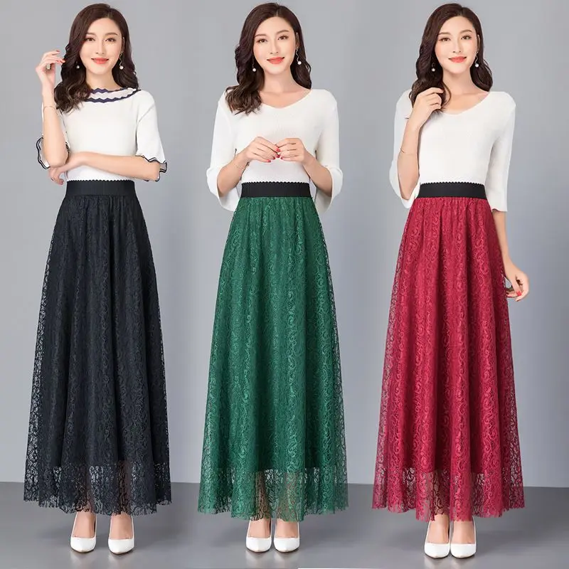 High Quality Spring and Autumn New Lace Elastic High Waist Mid length Half length Skirt Large Size Slim Versatile A-line Long Sk
High Quality Spring and Autumn New Lace Elastic High Waist Mid length Half length Skirt Large Size Slim Versatile A-line Long Sk