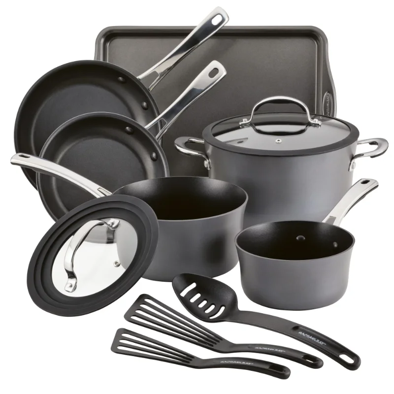 

Rachael Ray Cook + Create Hard Anodized Nonstick Cookware Set, 11-Piece, Blackcookware pots and pans set