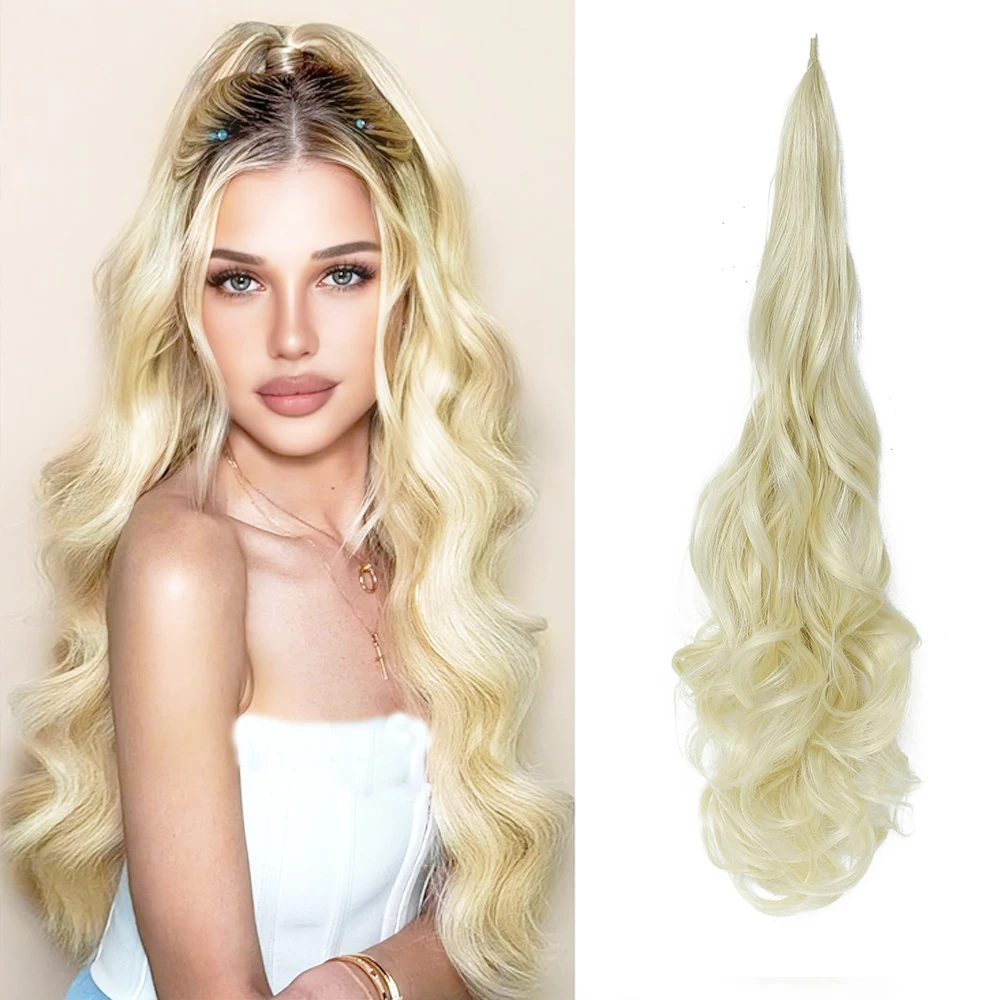 

Synthetic Hair Flexible Wrap Around Ponytail Extension 32inch Long Pony Tail Hair Extensions Curly Hairpiece for Women Daily Use