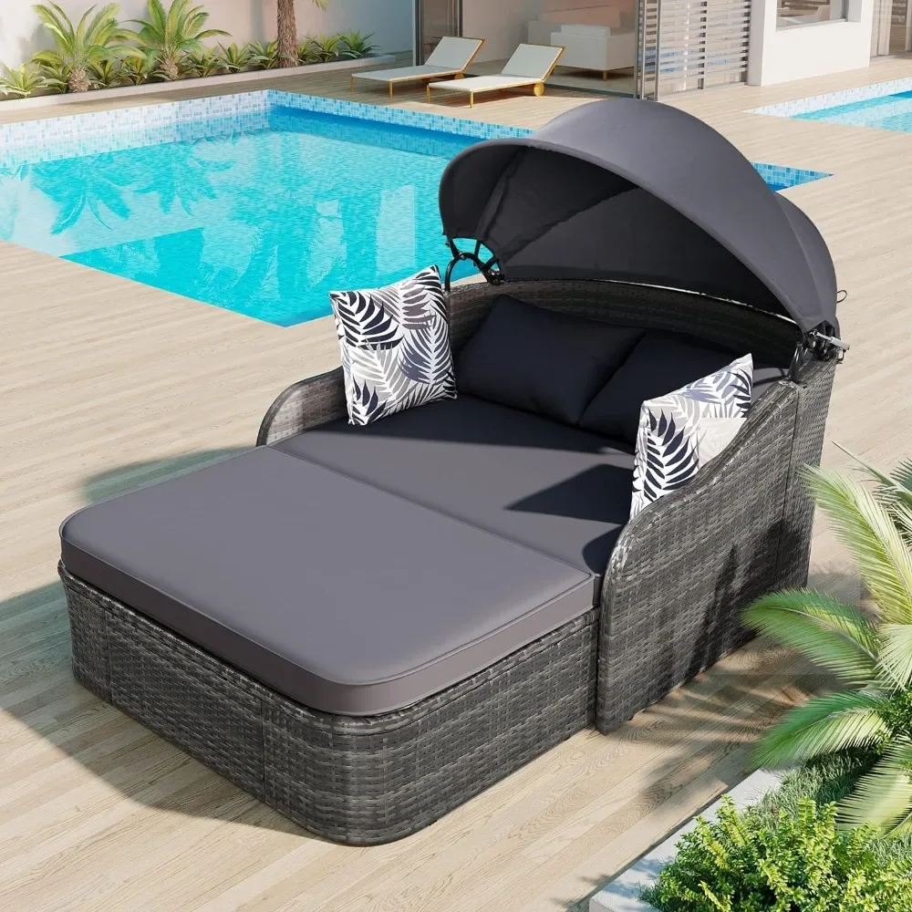 Patio-Set 79.9" Outdoor Sunbed With Adjustable Canopy Garden Furniture Sunloungers Grey Folding Chaise Longue Chair Beach Chairs
Patio-Set 79.9" Outdoor Sunbed With Adjustable Canopy Garden Furniture Sunloungers Grey Folding Chaise Longue Chair Beach Chairs