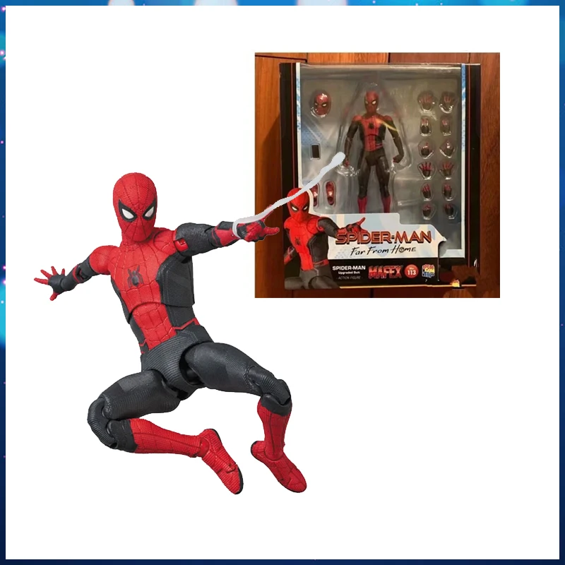 

15cm Marvel Spiderman Action Figure Avengers 3 Mafex 113 Far From Home: Spider-Man Upgrades His Suit Collectible Figures Model