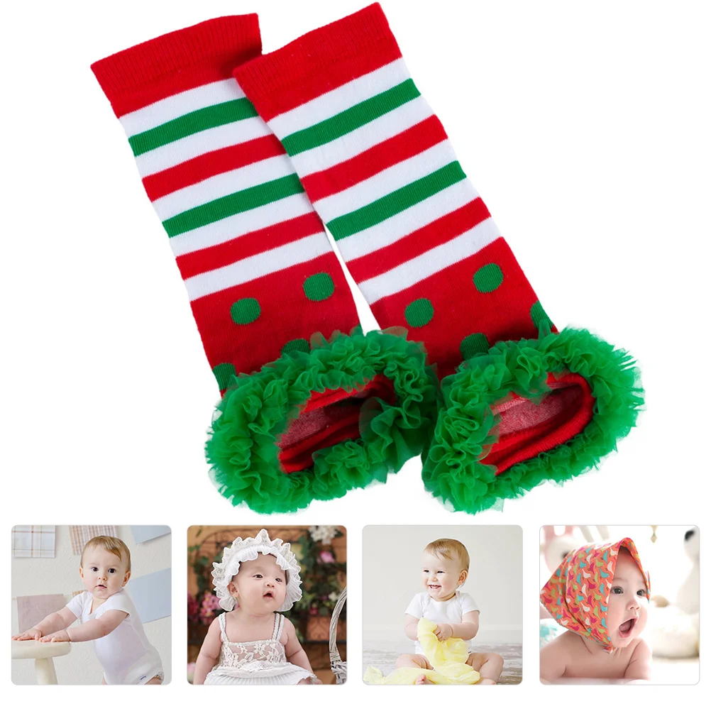 

Valiclud Toddler Leg Warmers Christmas Baby Leg Warmer Holidays Toddler Striped Dot Cotton Socks Warm Cozy Soft Sock Cover Elf