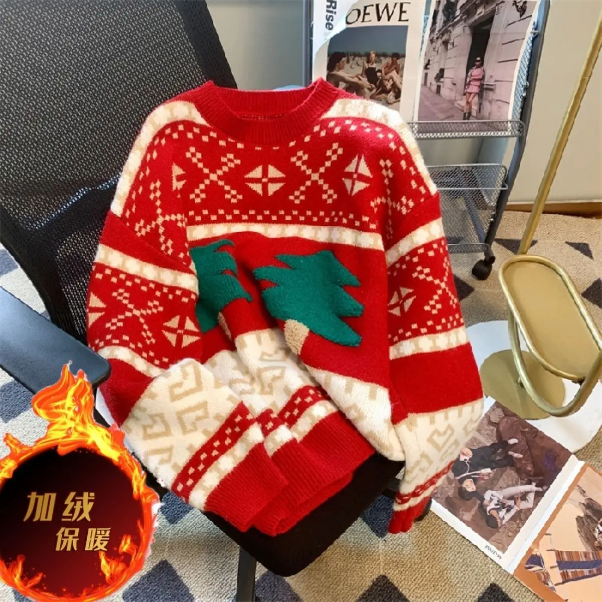 Fashionable Red Christmas Knitted Pullover Sweater2024 New Arrival Lazy Style Pullover Sweater
Fashionable Red Christmas Knitted Pullover Sweater2024 New Arrival Lazy Style Pullover Sweater