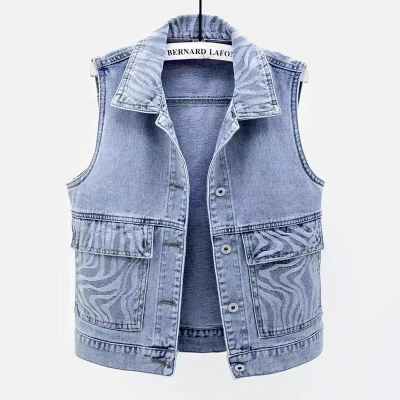 New Sleeveless Female Jacket Stripe Splice Ladies Tops Cowboy Women Denim Waistcoat Striped Splicing Big Pocket vest women
New Sleeveless Female Jacket Stripe Splice Ladies Tops Cowboy Women Denim Waistcoat Striped Splicing Big Pocket vest women