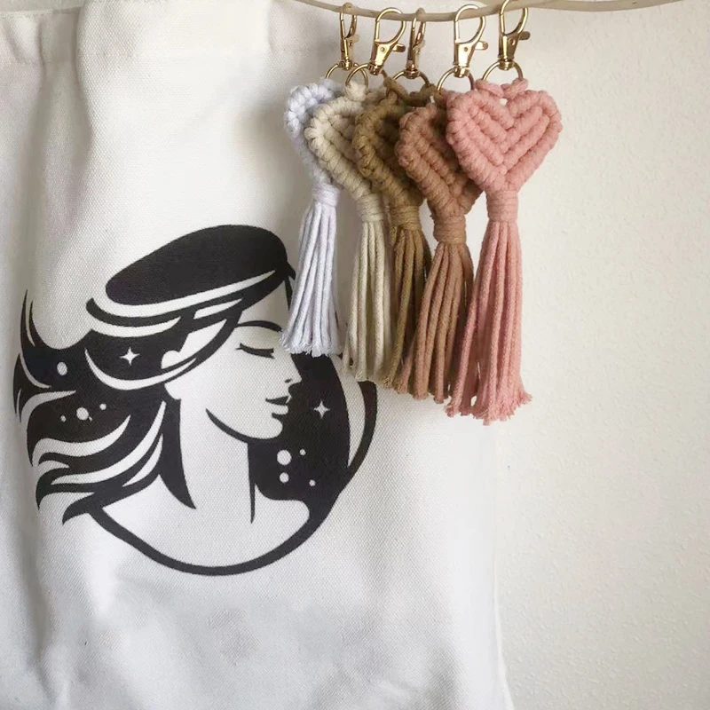 Handmade Macrame Heart Keychain - Boho Cotton Bag Charm 9 Sae23900a6b9549babd0c79000bde5a3eo