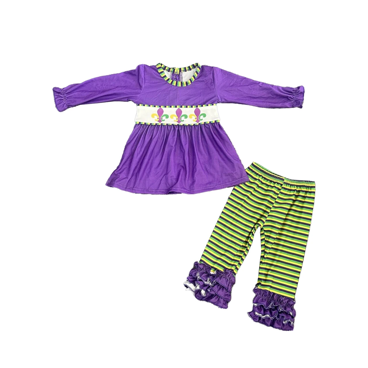 Fashion Boutique Girls Mardi Gras Little Girls Suit Wholesale Baby Newborn 2-piece Suit Ruffled Purple Stripe Suit
Fashion Boutique Girls Mardi Gras Little Girls Suit Wholesale Baby Newborn 2-piece Suit Ruffled Purple Stripe Suit